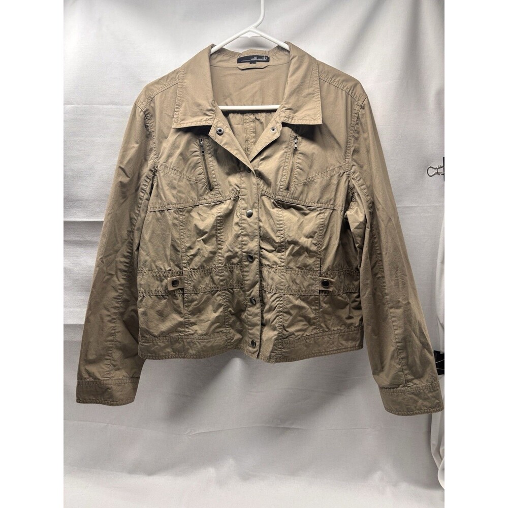 Willi Smith Women’s XL Khaki Utility Jacket Snap Lightweight Casual Coat